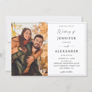 Invitation Photo Calligraphie noir et blanc Simple V2