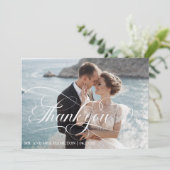 Invitation Photo Calligraphy Script Wedding Thank You Card (Debout devant)