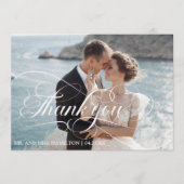 Invitation Photo Calligraphy Script Wedding Thank You Card (Devant)