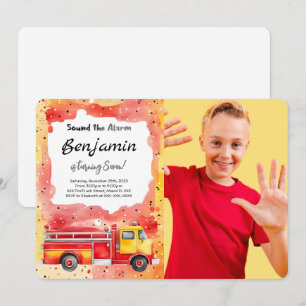 Invitation Photo camion de pompiers 7e anniversaire