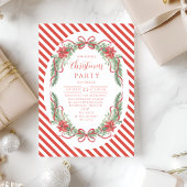 Invitation Photo Candy Cane Botanical Wreath Christmas