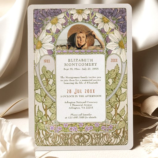Invitation Photo Célébration de la vie Marguerite Lavender