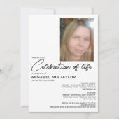 Invitation Photo Célébration de la vie Mémorial funéraire (Devant)