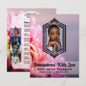 Invitation Photo Celebration Program — Pink Chrysanthemum (Devant / Derrière)