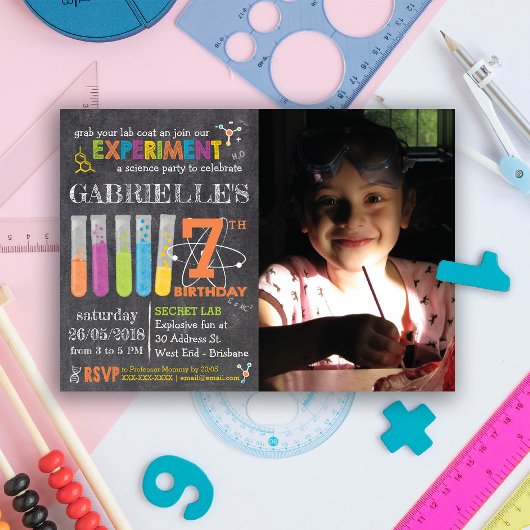Invitation Photo Chalkboard Fête de la Science Mad Anniversai