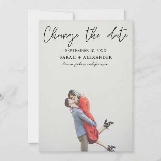 Invitation Photo - Changement de date - Texte en haut (Devant)