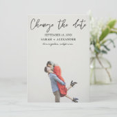 Invitation Photo - Changement de date - Texte en haut (Debout devant)