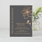 Invitation Photo Charcoal & Gold QR Code Mariage (Debout devant)