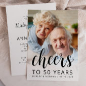 Invitation Photo Cheers Black Script 50th Anniversary Party