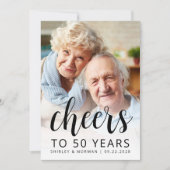 Invitation Photo Cheers Black Script 50th Anniversary Party (Devant)