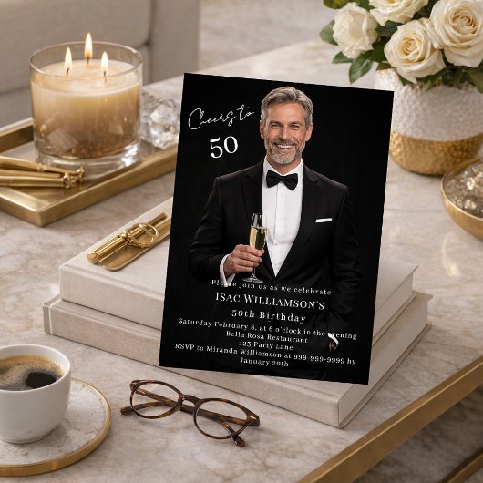 Invitation Photo cheers guy birthday