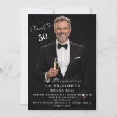 Invitation Photo cheers guy birthday (Devant)