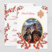 Invitation Photo Cherry Blossom Mariage tibétain (Devant / Derrière)