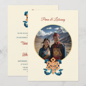 Invitation Photo Cherry Blossom Mariage tibétain (Devant / Derrière)