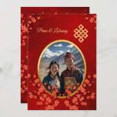 Invitation Photo Cherry Blossom Mariage tibétain (Devant / Derrière)