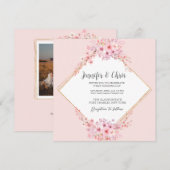 Invitation Photo Cherry Blossom QR Code Mariage (Devant / Derrière)