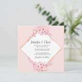 Invitation Photo Cherry Blossom QR Code Mariage (Debout devant)