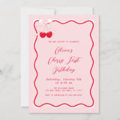 Invitation Photo Cherry fête d'anniversaire (Devant)