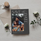 Invitation Photo chic design mod Enregistrer la date 2 gris f
