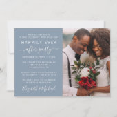 Invitation Photo Chic Dusty Blue Wedding Réception (Devant)