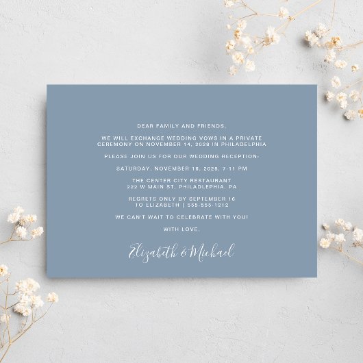Invitation Photo Chic Dusty Blue Wedding Réception