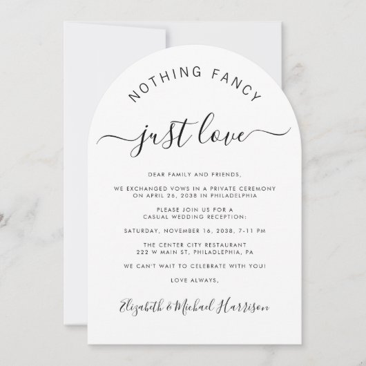 Invitation Photo Chic QR Code Arch Mariage Réception (Devant)