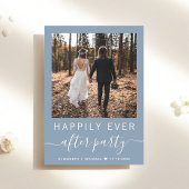 Invitation Photo Chic QR Code Dusty Blue Wedding Réception