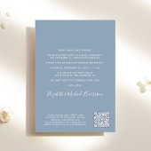 Invitation Photo Chic QR Code Dusty Blue Wedding Réception