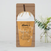 Invitation Photo Chic Wood Arrière - plan Café glacé Annivers (Debout devant)