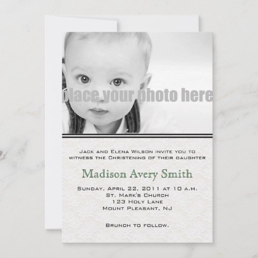 Invitation photo Christening/Baptême/Dédication (Devant)
