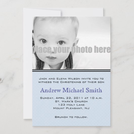 Invitation photo Christening/Baptême/Dédication (Devant)