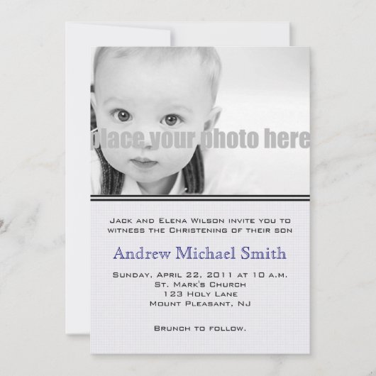 Invitation photo Christening/Baptême/Dédication (Devant)