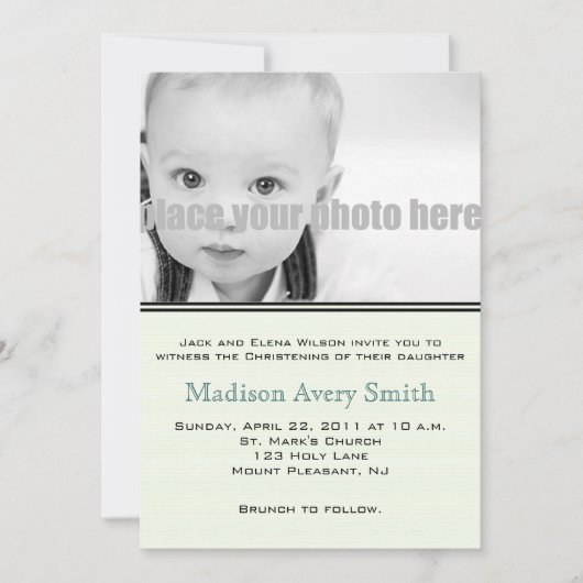 Invitation photo Christening/Baptême/Dédication (Devant)