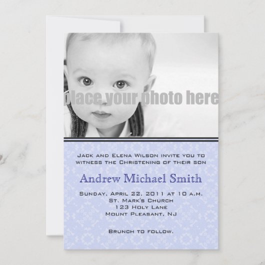 Invitation photo Christening/Baptême/Dédication (Devant)