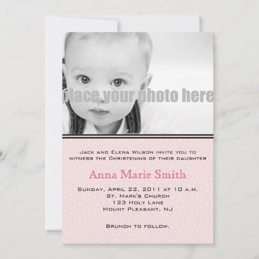 Invitation photo Christening/Baptême/Dédication (Devant)