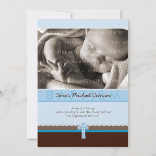 Invitation PHOTO CHRISTENING INVITATIONS: 5 P pur