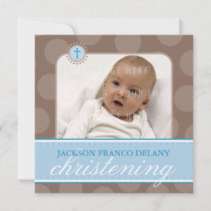 Invitation PHOTO CHRISTENING INVITATIONS: polkadot 2SQ