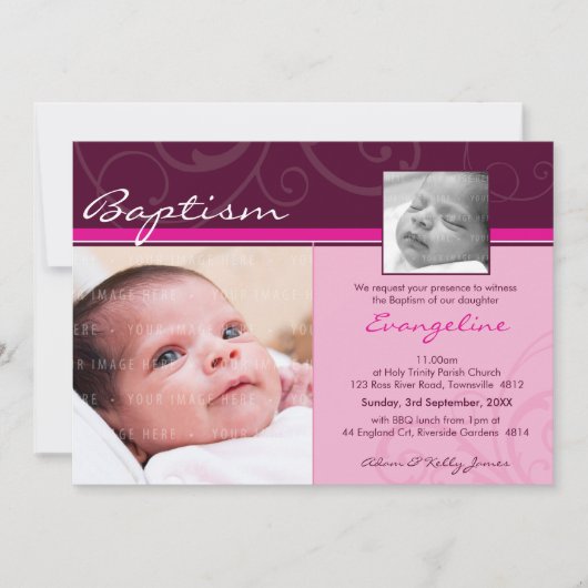 INVITATION PHOTO CHRISTENING INVITES : (Devant)