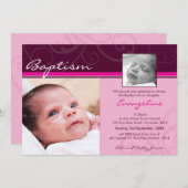 INVITATION PHOTO CHRISTENING INVITES : (Devant / Derrière)