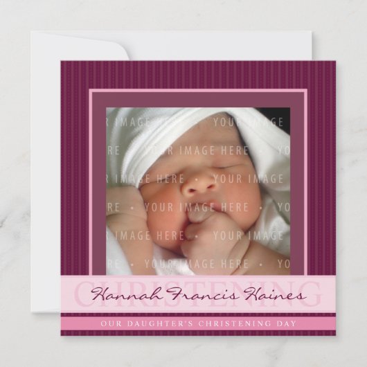 Invitation PHOTO CHRISTENING INVITES : elegance 3SQ (Devant)