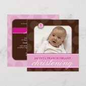 Invitation PHOTO CHRISTENING INVITES : polkadot 3SQ (Devant / Derrière)