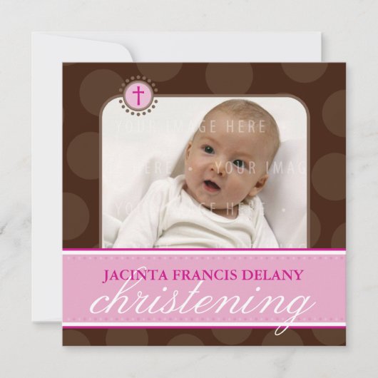Invitation PHOTO CHRISTENING INVITES : polkadot 3SQ (Devant)