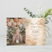 Invitation Photo Cinnamon Bakery Little Bun 1st Birthday (Debout devant)