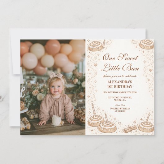 Invitation Photo Cinnamon Swirl Little Bun Birthday (Devant)
