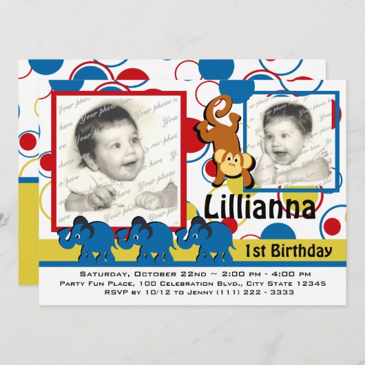 Invitation Photo Circus Party (Devant / Derrière)