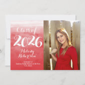 Invitation Photo Classe d'aquarelle rouge de 2019 (Devant)