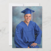 Invitation Photo Classic Graduation Cap Blue Gold Football (Dos)