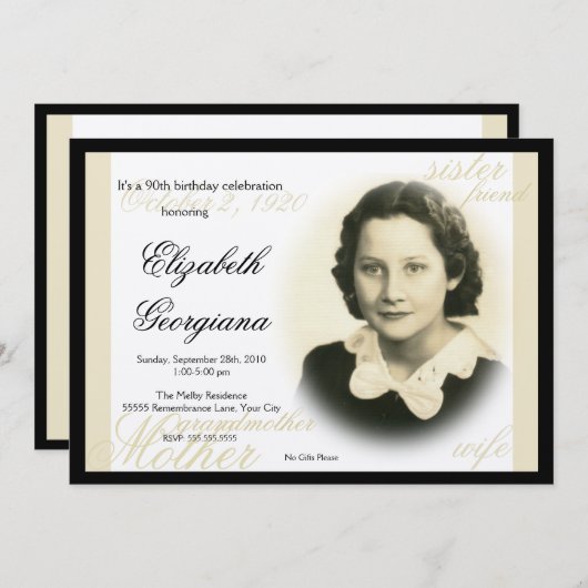 Invitation photo classique 2 (Devant / Derrière)