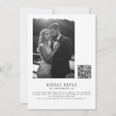 Invitation Photo classique code QR noir et blanc RSVP mariage (Dos)