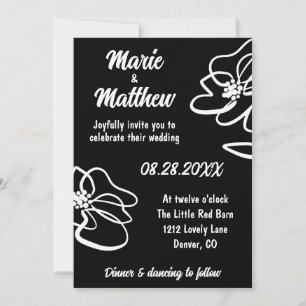 Invitation Photo Classique Gothique Noir Floral Mariage croqu